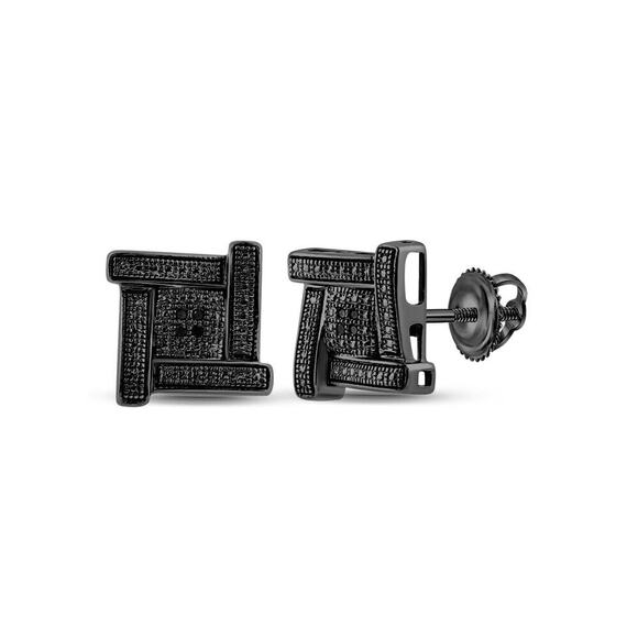Amazon.com: Dazzlingrock Collection 0.25 Ctw Round Black  Diamond Black Square Mens Stud Earrings 925 Sterling Silver